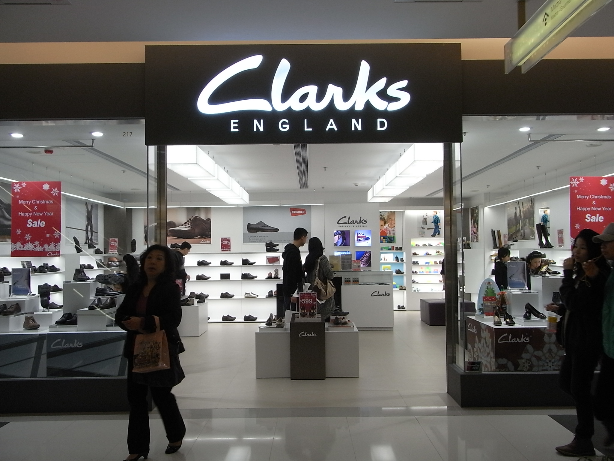 Clarks England retail store interior showing the brand's modern commercial presence