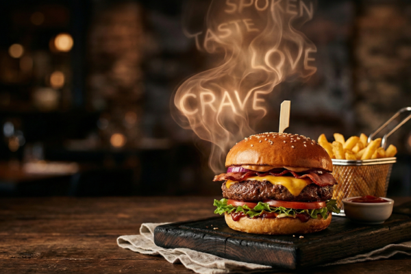 Restaurant Slogans - A burger with slogan smoke